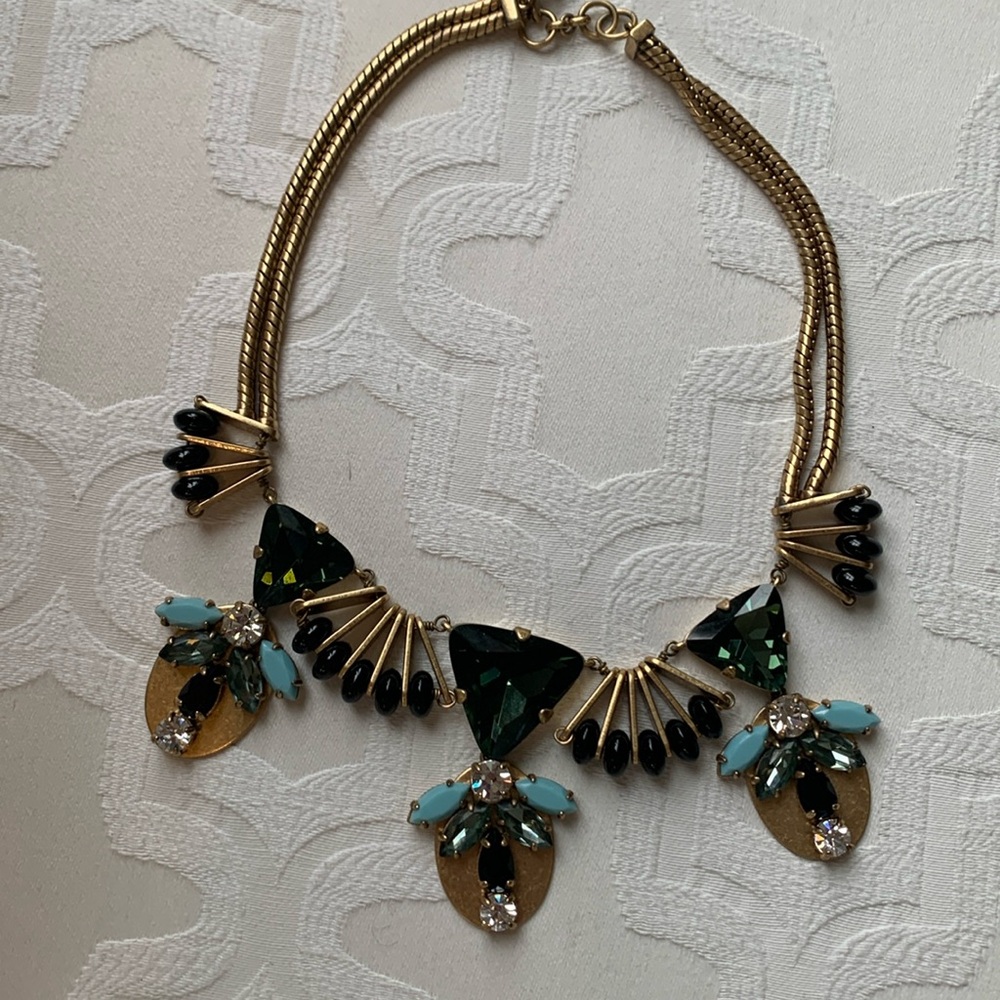 Teal, turquoise and gold necklace.